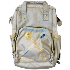 Keep Calm Carry a Wand Gray‎ Backpack Diaper Bag Wide Mouth Multi-Pocket Wizard